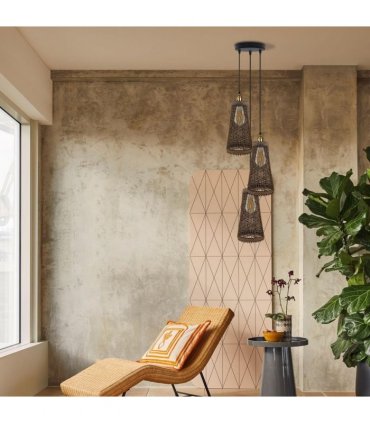 3 Head Natural Wicker Basket Style Retro Industrial Vintage Rattan Ceiling Pendant