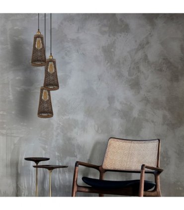 3 Head Natural Wicker Basket Style Retro Industrial Vintage Rattan Ceiling Pendant