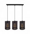 3 Head Rectangle Base Natural Wicker Rattan Ceiling Pendant Light Shade