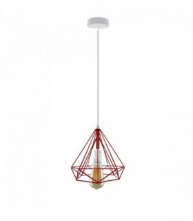 Ceiling Pendant Lamp Single Red Vintage Industrial E27 Hanging Light Cage 25cm