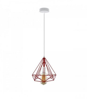 Ceiling Pendant Lamp Single Red Vintage Industrial E27 Hanging Light Cage 25cm