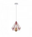 Ceiling Pendant Lamp Single Red Vintage Industrial E27 Hanging Light Cage 25cm