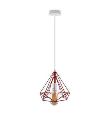 Ceiling Pendant Lamp Single Red Vintage Industrial E27 Hanging Light Cage 25cm