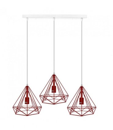 Pendant light 3 Head Red Rectangle Base Vintage Industrial E27 Ceiling Hanging