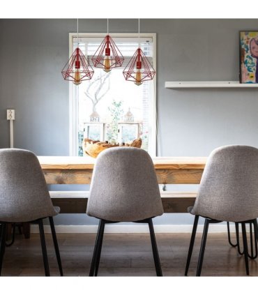 Pendant light 3 Head Red Rectangle Base Vintage Industrial E27 Ceiling Hanging