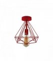 Ceiling Light Fixture Metal Cage Red Vintage Semi Flush Mount E27 Holder 60W