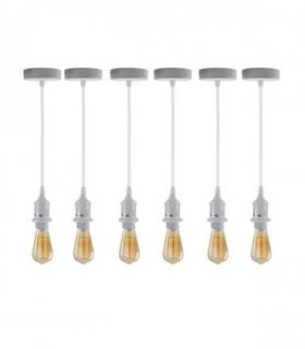 Pendant Light Fitting, Lampshade Addable E27 Lamp White Holder Set PVC Cable
