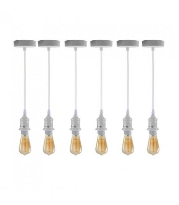 Pendant Light Fitting, Lampshade Addable E27 Lamp White Holder Set PVC Cable