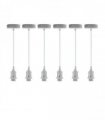 6 Pack Industrial Pendant Light Fitting, Lampshade Addable E27 Lamp White Holder Fitting Set With PVC Cable