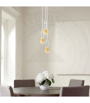 6 Pack Industrial Pendant Light Fitting, Lampshade Addable E27 Lamp White Holder Fitting Set With PVC Cable