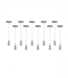Pendant light 10 Pack Industrial White Metal/PVC Fitting with PVC Cable