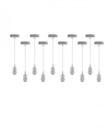 Pendant light 10 Pack Industrial White Metal/PVC Fitting with PVC Cable