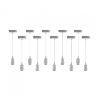Pendant light 10 Pack Industrial White Metal/PVC Fitting with PVC Cable