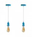 Pendant Light Blue Metal/PVC 2 Pack Industrial Lampshade E27 Holder