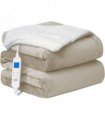 Neo Beige Electric Heated Throw Over Blanket Reversible
