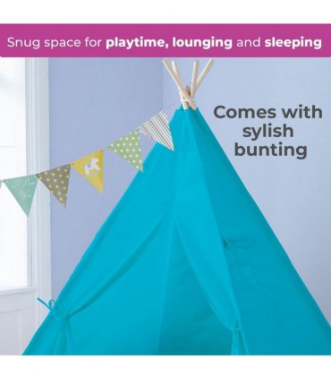 Indian Tent TeePee Canvas Blue 84.00 kg Kids Lounge Sleep Play Relax Fun