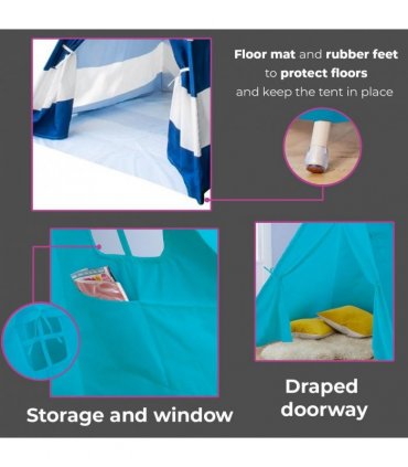 Indian Tent TeePee Canvas Blue 84.00 kg Kids Lounge Sleep Play Relax Fun