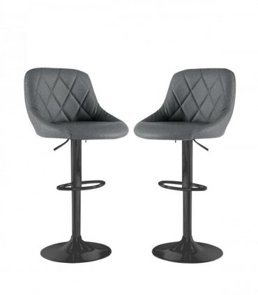 Neo Set of Two Dark Grey Fabric Bar Stools