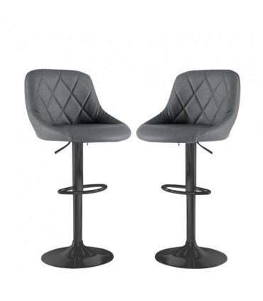 Neo Set of Two Dark Grey Fabric Bar Stools