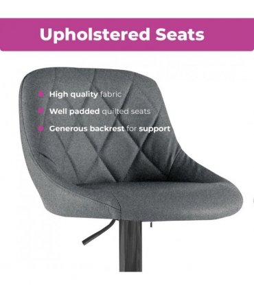 Neo Set of Two Dark Grey Fabric Bar Stools