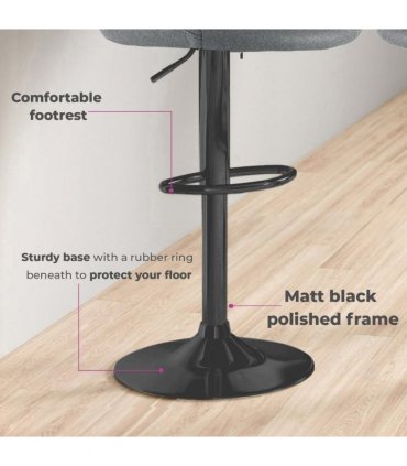 Neo Set of Two Dark Grey Fabric Bar Stools