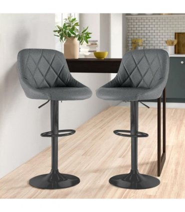Neo Set of Two Dark Grey Fabric Bar Stools