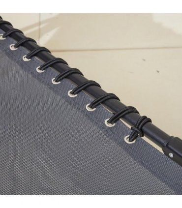 Outdoor Folding Sun Lounger Grey Steel Mesh Fabric Pillow 160cm x 74cm x 112cm
