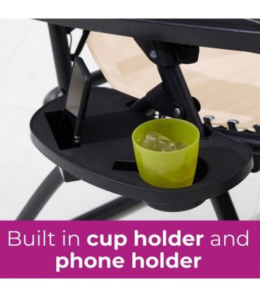 Neo Beige Folding Portable Zero Gravity Chairs and Table Set