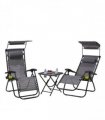 Neo Grey Folding Portable Zero Gravity Chairs and Table Set