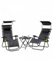 Neo Black Folding Zero Gravity Garden Chairs and Table Set