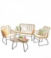 Neo 4 Piece Wicker Bamboo Style Garden Sofa, Table & Chairs Set