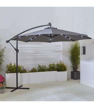 Neo 3M Grey Outdoor Freestanding Parasol with Led Lights