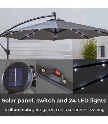 Neo 3M Grey Outdoor Freestanding Parasol with Led Lights