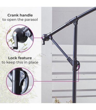 Neo 3M Grey Outdoor Freestanding Parasol with Led Lights