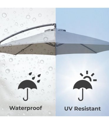 Neo 3M Grey Outdoor Freestanding Parasol with Led Lights