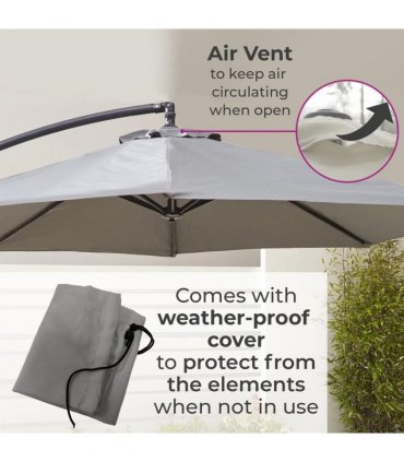Neo 3M Grey Outdoor Freestanding Parasol with Led Lights