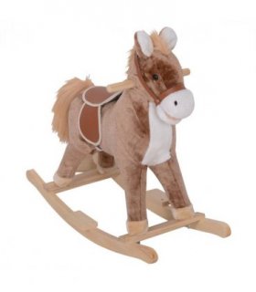 HOMCOM Kids Rocking Horse Wooden Plush Age 3 Children Ride On Toy Rocker Baby