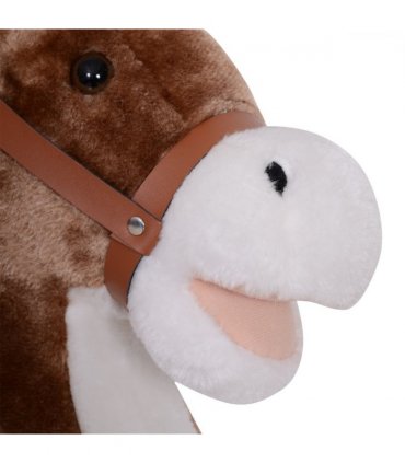 HOMCOM Kids Rocking Horse Wooden Plush Age 3 Children Ride On Toy Rocker Baby