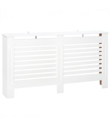 HOMCOM Modern Radiator Cover Cabinet Slatted Design MDF White Medium