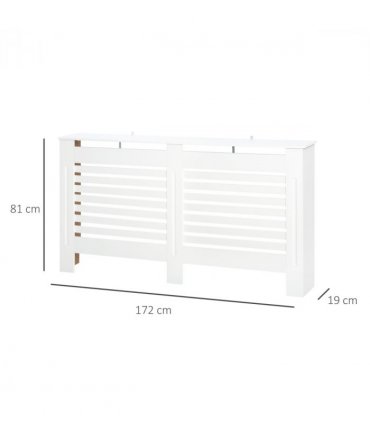 HOMCOM Modern Radiator Cover Cabinet Slatted Design MDF White Medium