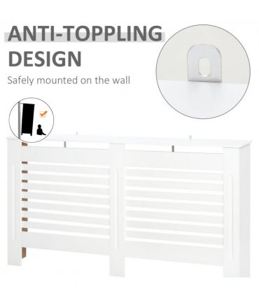 HOMCOM Modern Radiator Cover Cabinet Slatted Design MDF White Medium