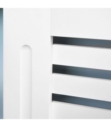 HOMCOM Modern Radiator Cover Cabinet Slatted Design MDF White Medium