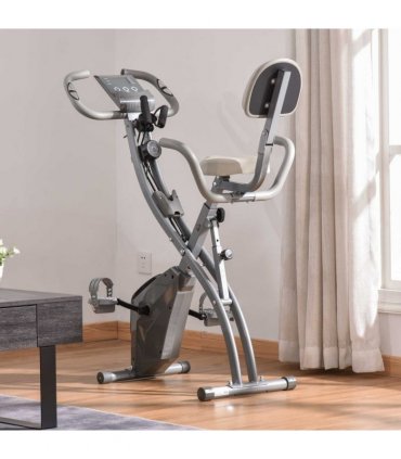 HOMCOM 2-In-1 Upright Exercise Bike 8-Level Adjustable with Pulse Sensor Grey
