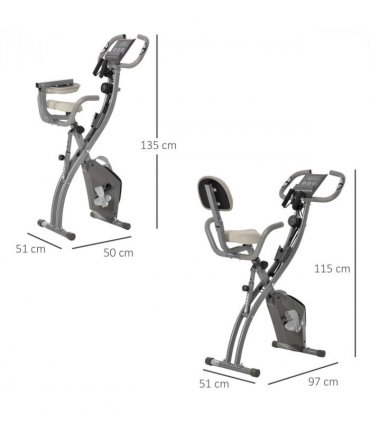HOMCOM 2-In-1 Upright Exercise Bike 8-Level Adjustable with Pulse Sensor Grey