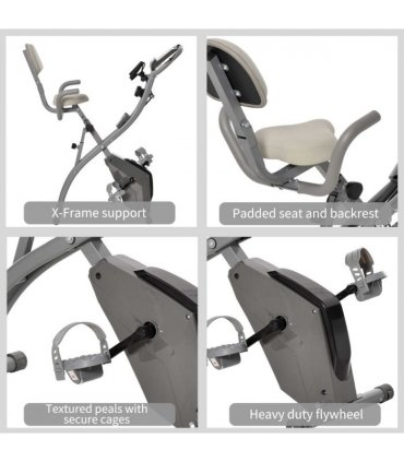 HOMCOM 2-In-1 Upright Exercise Bike 8-Level Adjustable with Pulse Sensor Grey