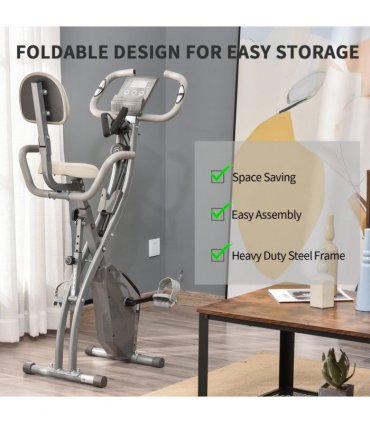 HOMCOM 2-In-1 Upright Exercise Bike 8-Level Adjustable with Pulse Sensor Grey