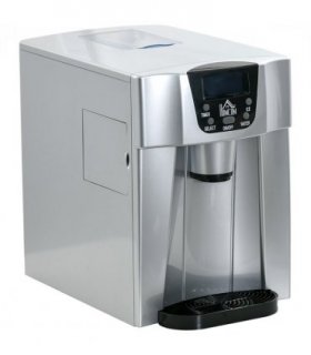 HOMCOM Ice Maker Machine and Water Dispenser No Plumbing Required Silver