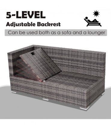 PE Rattan Grey 130 Lx64 Wx62 H cm Outdoor Sofa Set 4-Seater with Storage Table