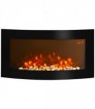 HOMCOM Electric Fireplace Wall Mounted Led Flame Curved Back Side Lights Heater