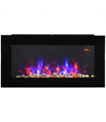 HOMCOM 1000W/2000W LED Electric Fireplace Automatic Function Remote Timer Safe